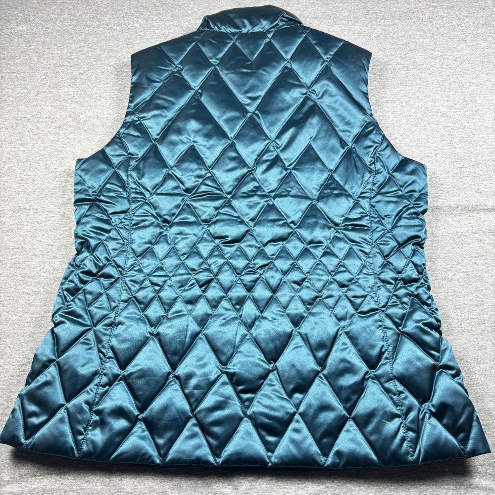 Lands' End Women's Diamond Quilted Down Puffer Vest Emerald Green Size Medium - Picture 9 of 9